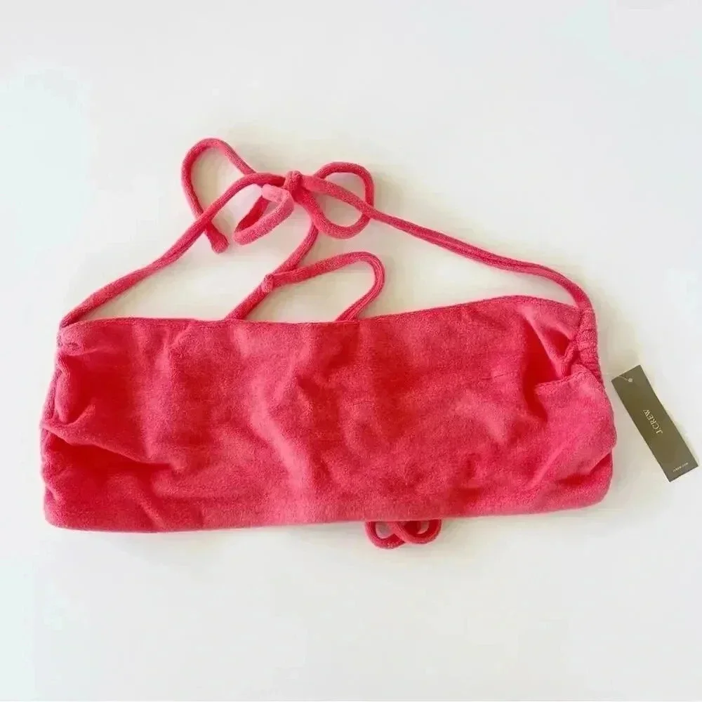 J.Crew Tie back bandeau bikini top in terry Coral Size 2X New With Tags!
